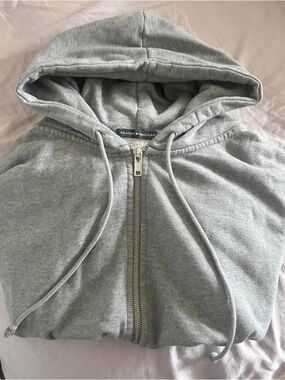 Brandy Melville Light Gray Hooded Zip Sweatshirt